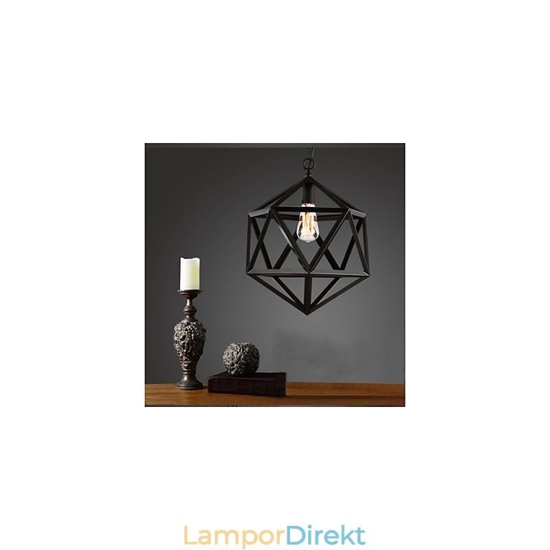 Retro Industriell Lampa Droplight Hexahedron Konstnärlig Originalitet Smidesjärn Taklampa