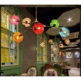 Art Color Glass Bulb Pendant 6 Ljus Ljuskrona