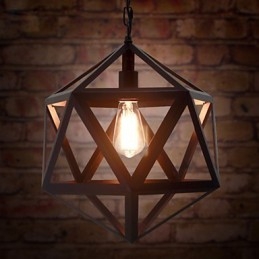 Retro Industriell Lampa Droplight Hexahedron Konstnärlig Originalitet Smidesjärn Taklampa