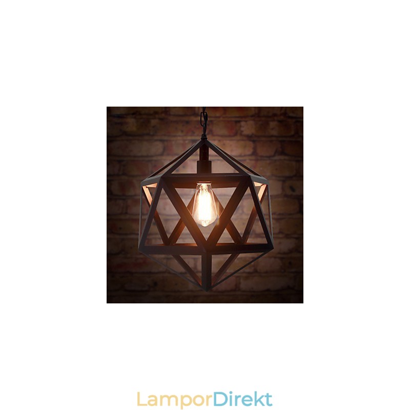 Retro Industriell Lampa Droplight Hexahedron Konstnärlig Originalitet Smidesjärn Taklampa