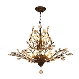 Vintage Crystal Flush Mount 7Lights Metallmålning Svart Eller Guld