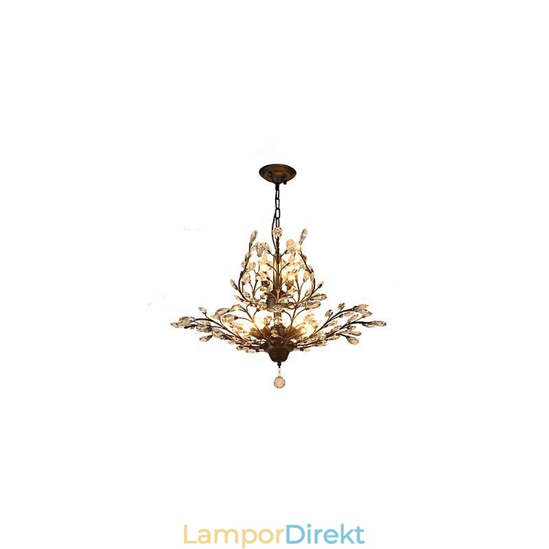 Vintage Crystal Flush Mount 7Lights Metallmålning Svart Eller Guld