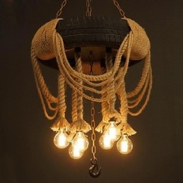 Vintage Målning Plast Taklampa
