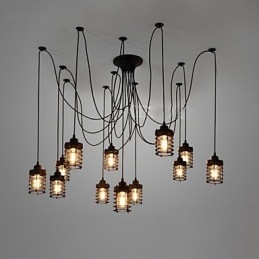 Vintage Edison Multipel Justerbar Diy Taklampa Ljus Pendelbelysning Ljuskrona Modern Chic Industriell Matsal