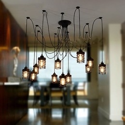 Vintage Edison Multipel Justerbar Diy Taklampa Ljus Pendelbelysning Ljuskrona Modern Chic Industriell Matsal