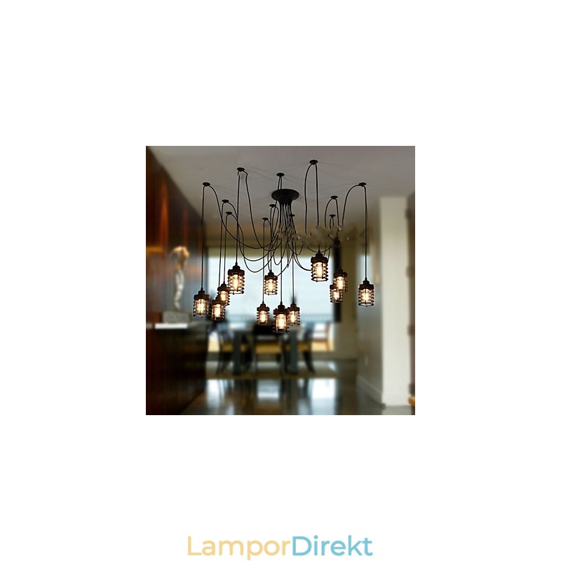 Vintage Edison Multipel Justerbar Diy Taklampa Ljus Pendelbelysning Ljuskrona Modern Chic Industriell Matsal
