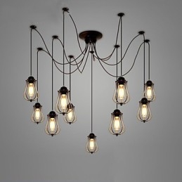 Vintage Edison Multipel Justerbar Diy Taklampa Ljus Pendelbelysning Ljuskrona Modern Chic Industriell Matsal