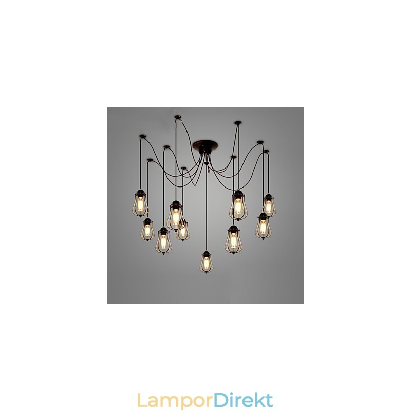 Vintage Edison Multipel Justerbar Diy Taklampa Ljus Pendelbelysning Ljuskrona Modern Chic Industriell Matsal