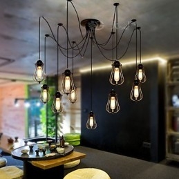 Vintage Edison Multipel Justerbar Diy Taklampa Ljus Pendelbelysning Ljuskrona Modern Chic Industriell Matsal