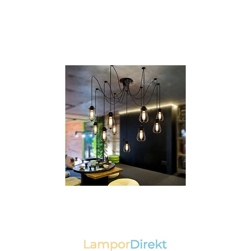 Vintage Edison Multipel Justerbar Diy Taklampa Ljus Pendelbelysning Ljuskrona Modern Chic Industriell Matsal