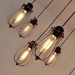 Vintage Edison Multipel Justerbar Diy Taklampa Ljus Pendelbelysning Ljuskrona Modern Chic Industriell Matsal