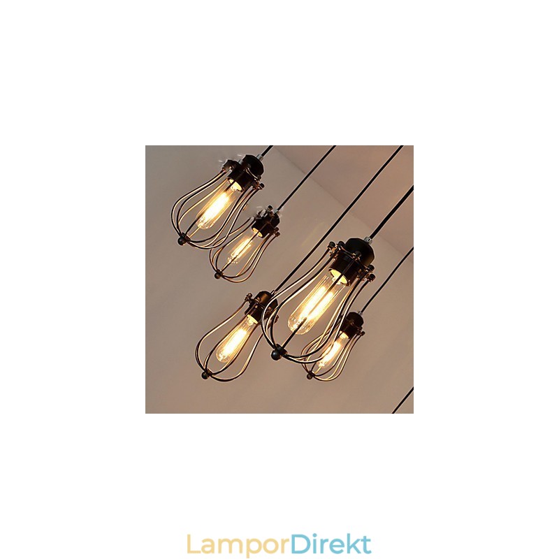 Vintage Edison Multipel Justerbar Diy Taklampa Ljus Pendelbelysning Ljuskrona Modern Chic Industriell Matsal