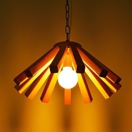 Retro Country Wood Bambu Pendellampa