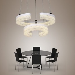 Crystal Pendel Light Bokstaven "C" Form Modern Lampa Två Ringar