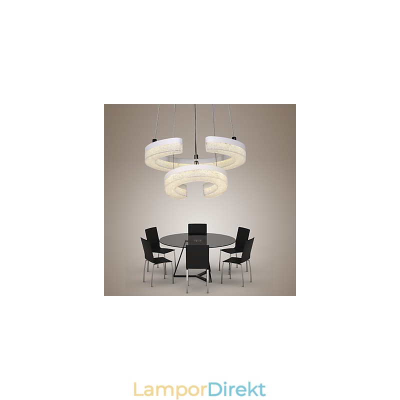 Crystal Pendel Light Bokstaven "C" Form Modern Lampa Två Ringar