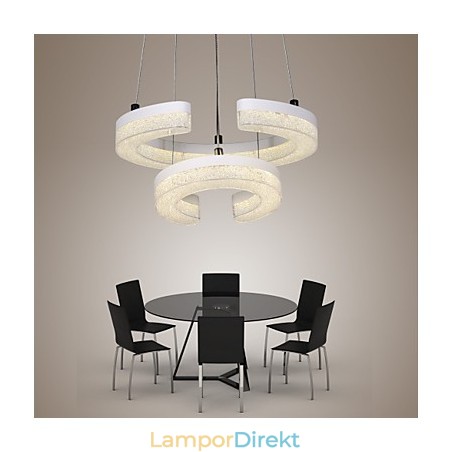 Crystal Pendel Light Bokstaven "C" Form Modern Lampa Två Ringar Crystal Pendel Light Bokstaven "C" Form Modern Lampa Två Ringar