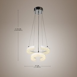 Crystal Pendel Light Bokstaven "C" Form Modern Lampa Två Ringar