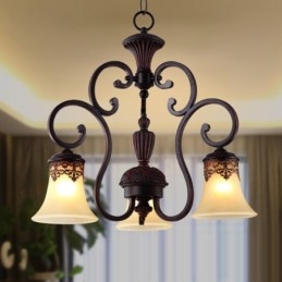 Vintage Country Island Målning Metall Ljuskrona Flush Mount