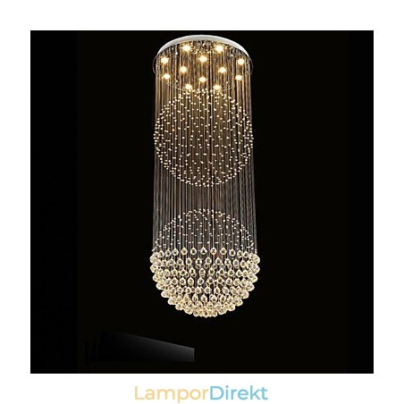 Pendelljus Modern Kristallkrona 12 Ljus Silver Canpoy Klar Kristall Globe Taklampor Armaturer