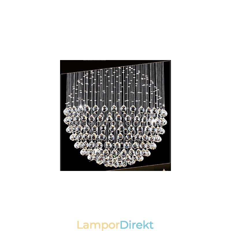 Pendelljus Modern Kristallkrona 12 Ljus Silver Canpoy Klar Kristall Globe Taklampor Armaturer