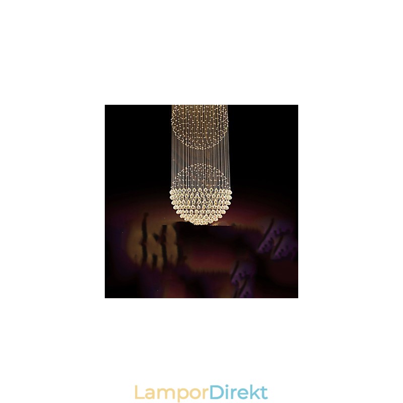 Pendelljus Modern Kristallkrona 12 Ljus Silver Canpoy Klar Kristall Globe Taklampor Armaturer