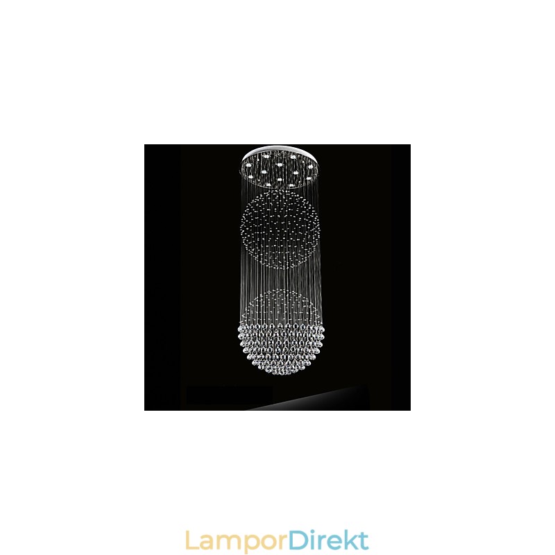 Pendelljus Modern Kristallkrona 12 Ljus Silver Canpoy Klar Kristall Globe Taklampor Armaturer