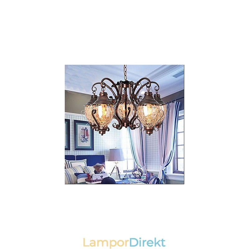 Retro Europeisk Pastoral Antik Lron Ljuskrona