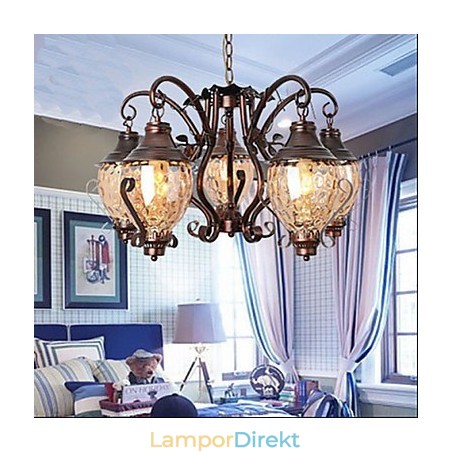 Retro Europeisk Pastoral Antik Lron Ljuskrona