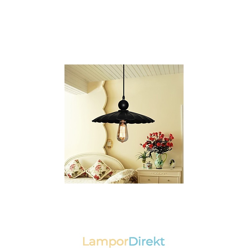 Medium Vintage Svart Paraply Metallhänge Med Ett Ljus