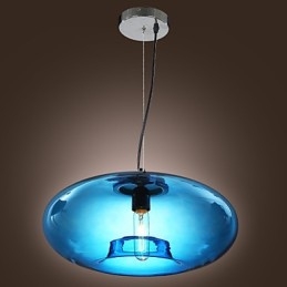 Pendellampa Modern Design Blå Glaslampa Ingår
