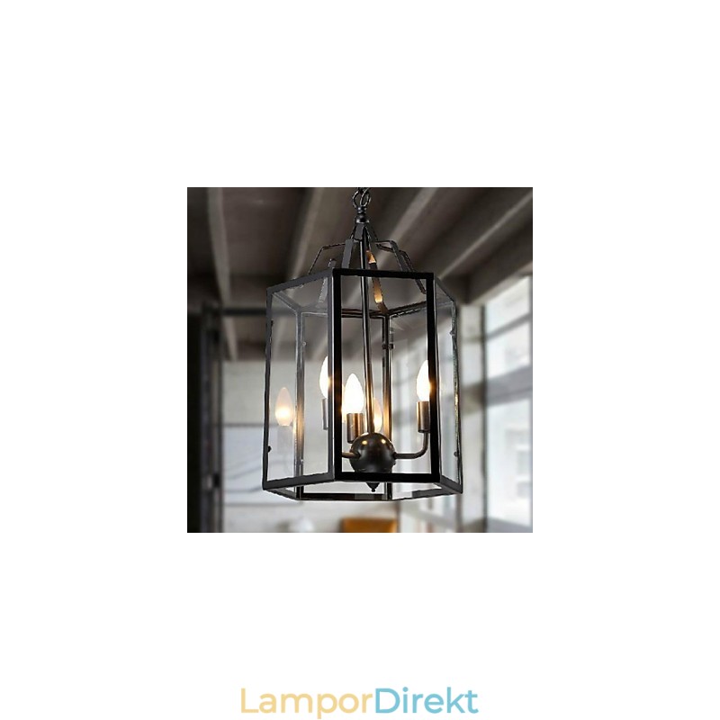 Traditionell Klassisk Vintage Retro Lykta Land Mini Stil Målning Metall Hängande Ljus Matsal