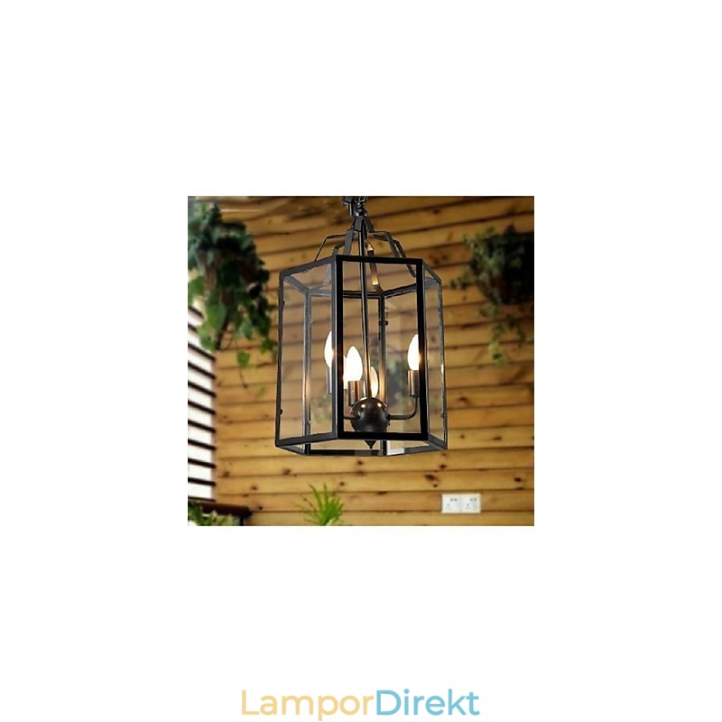 Traditionell Klassisk Vintage Retro Lykta Land Mini Stil Målning Metall Hängande Ljus Matsal