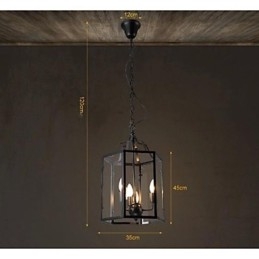Traditionell Klassisk Vintage Retro Lykta Land Mini Stil Målning Metall Hängande Ljus Matsal