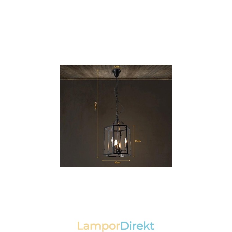 Traditionell Klassisk Vintage Retro Lykta Land Mini Stil Målning Metall Hängande Ljus Matsal