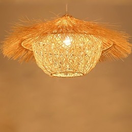 Modern Lantlig Cany Art Vävd Rotting Enkelhuvud Droplight Lampa