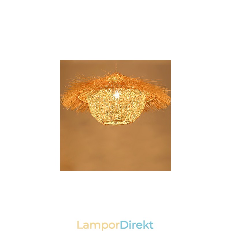 Modern Lantlig Cany Art Vävd Rotting Enkelhuvud Droplight Lampa
