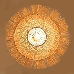 Modern Lantlig Cany Art Vävd Rotting Enkelhuvud Droplight Lampa