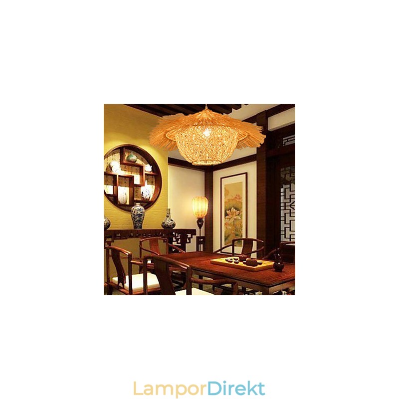 Modern Lantlig Cany Art Vävd Rotting Enkelhuvud Droplight Lampa