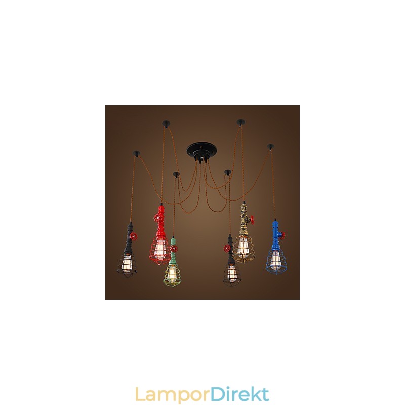 6 Lights Vintage Pendel Light Waterpipe Design Lights