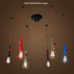6 Lights Vintage Pendel Light Waterpipe Design Lights