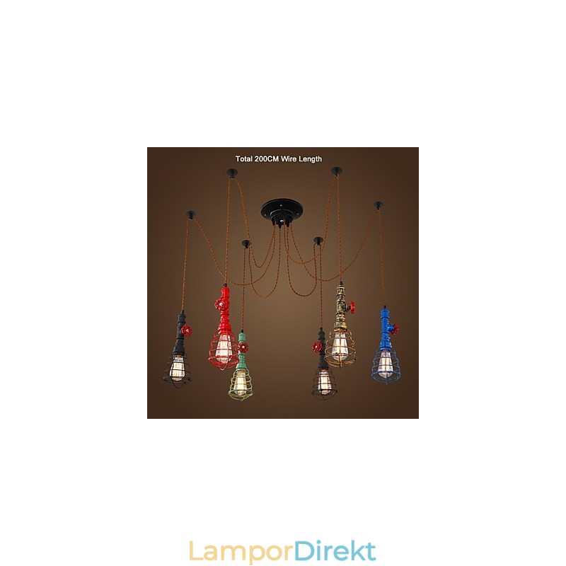 6 Lights Vintage Pendel Light Waterpipe Design Lights