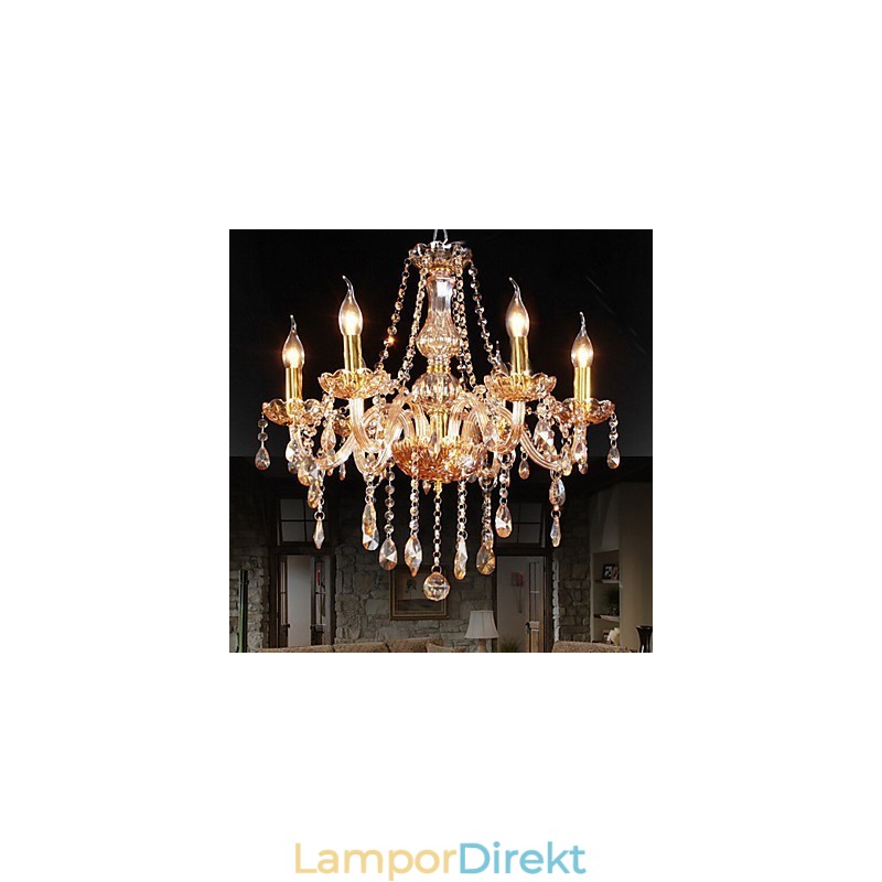 Amber 6 Lights Elegant Kristallkrona För Hemmet