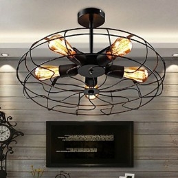 Industriell Vintage Metall Fläkt Hängande Lampa Steampunk Tak Ljuskrona Ljus