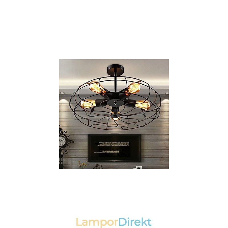 Industriell Vintage Metall Fläkt Hängande Lampa Steampunk Tak Ljuskrona Ljus