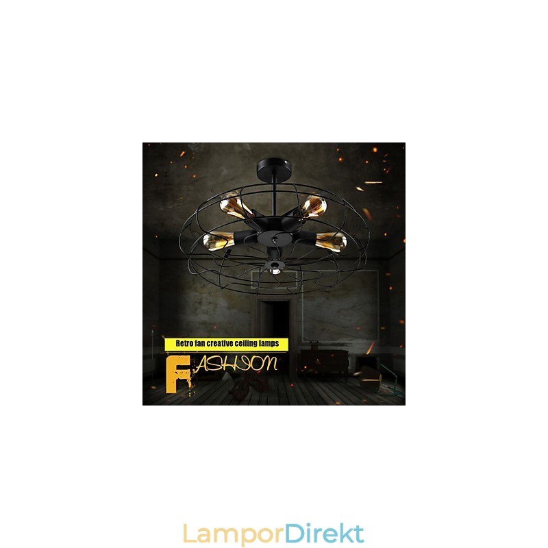 Industriell Vintage Metall Fläkt Hängande Lampa Steampunk Tak Ljuskrona Ljus