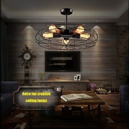 Industriell Vintage Metall Fläkt Hängande Lampa Steampunk Tak Ljuskrona Ljus