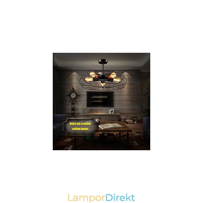 Industriell Vintage Metall Fläkt Hängande Lampa Steampunk Tak Ljuskrona Ljus