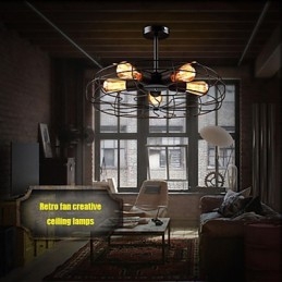 Industriell Vintage Metall Fläkt Hängande Lampa Steampunk Tak Ljuskrona Ljus