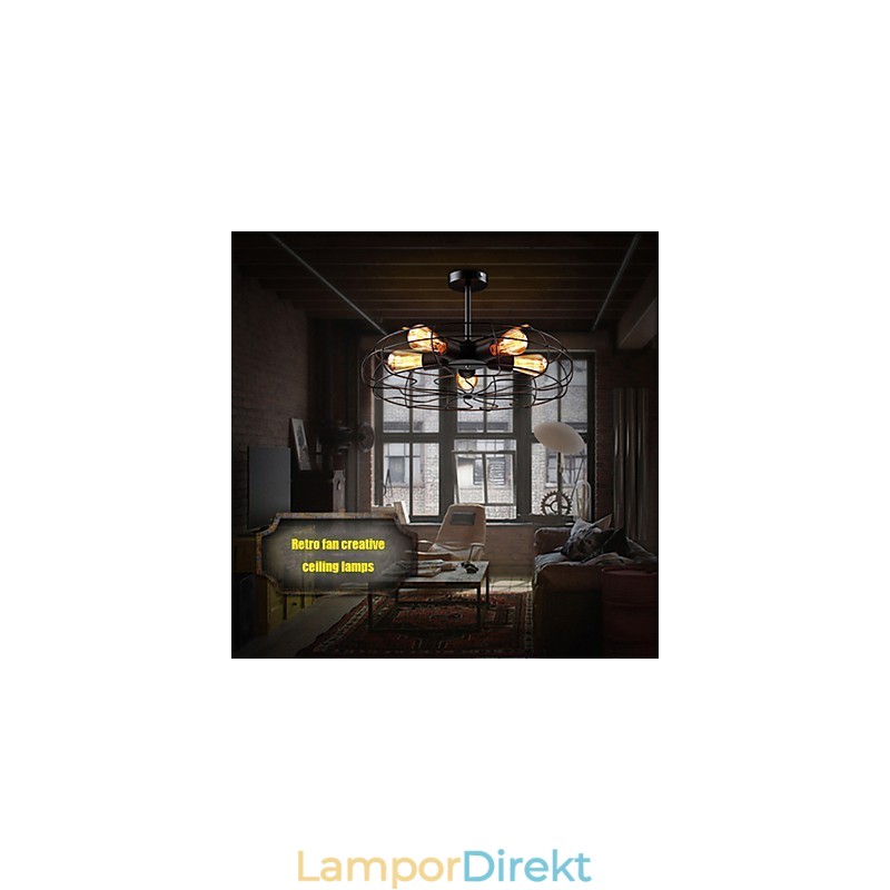 Industriell Vintage Metall Fläkt Hängande Lampa Steampunk Tak Ljuskrona Ljus