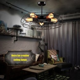 Industriell Vintage Metall Fläkt Hängande Lampa Steampunk Tak Ljuskrona Ljus